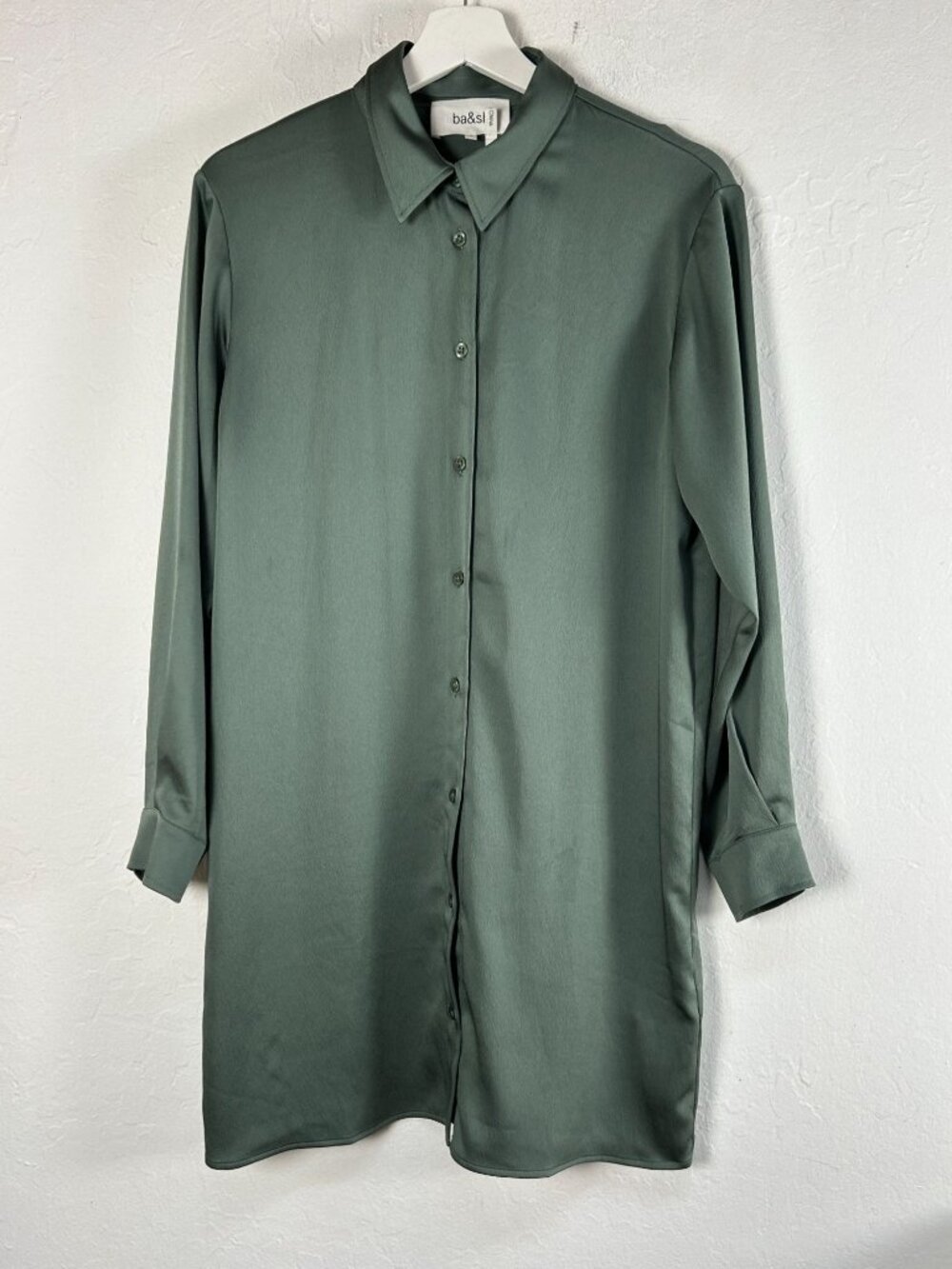 Ba&Sh Womens Green Button-Front Mini Shirt Dress Size Small Casual Lightweight